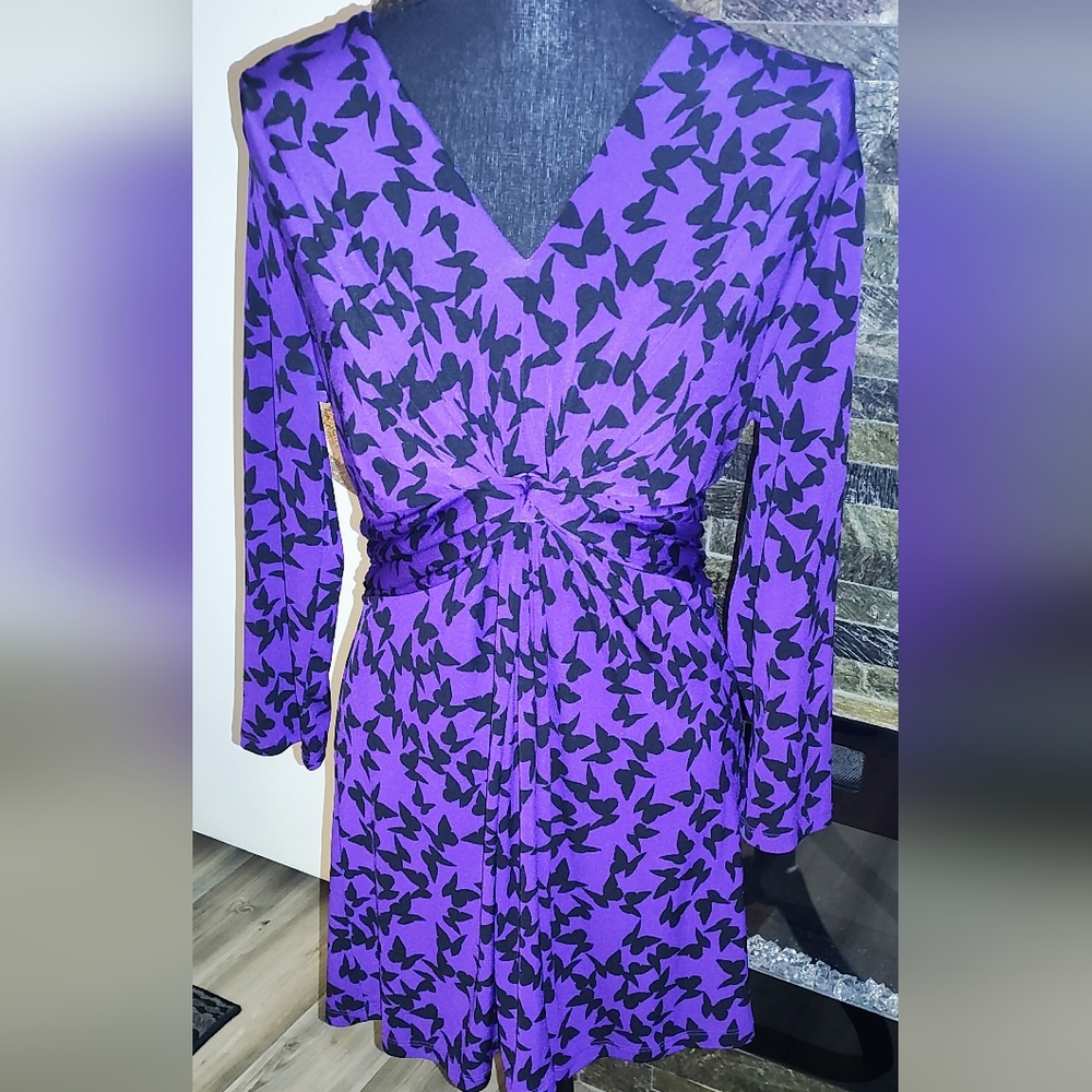 Maternity Motherhood Elegant Purple and Black Patterned Top Size Small